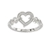 Ladies Sterling Silver 0.05Ct Round Diamond Heart Design Fashion Ring Stylish Ladies Jewelry Ring