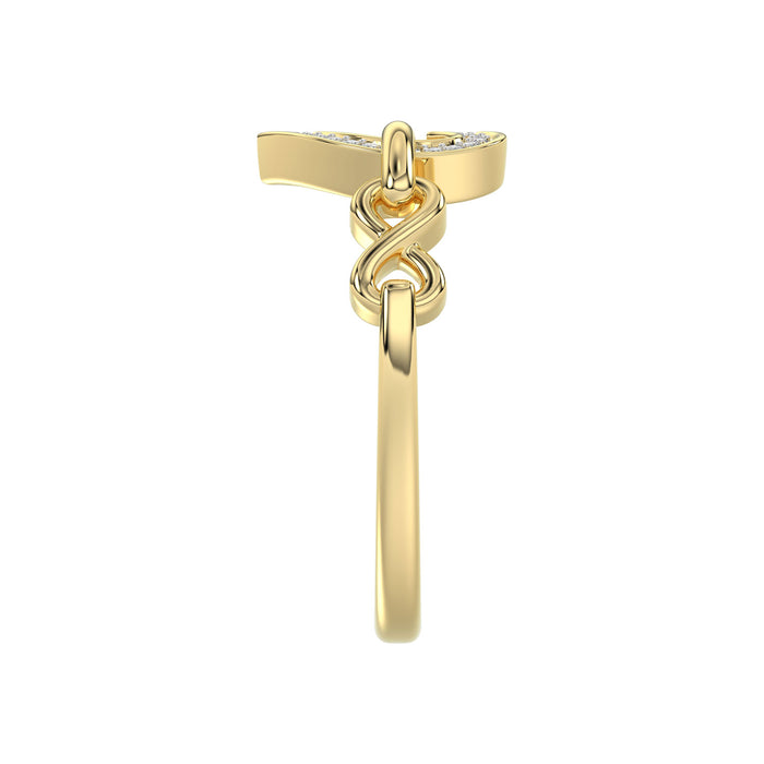 LADIES RING 0.05CT ROUND DIAMOND 10K YELLOW GOLD