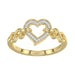 Elegant 10K Yellow Gold 0.05Ct Ladies Ring With Heart Shape Design And Sparkling Round Diamonds. A Charming And Meaningful Gift Jewelry Piece For Her.