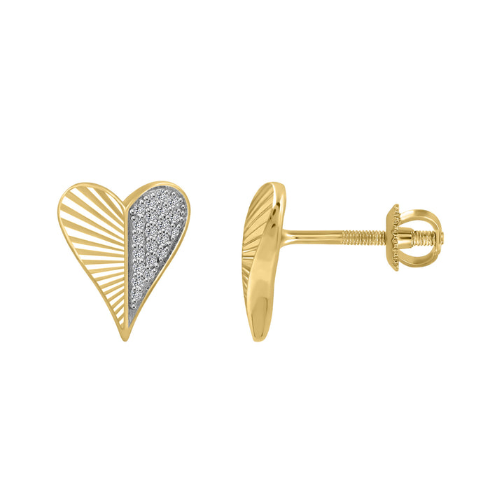 LADIES EARRINGS 0.13CT ROUND DIAMOND 10K YELLOW GOLD