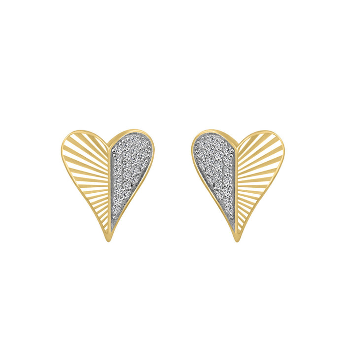 LADIES EARRINGS 0.13CT ROUND DIAMOND 10K YELLOW GOLD