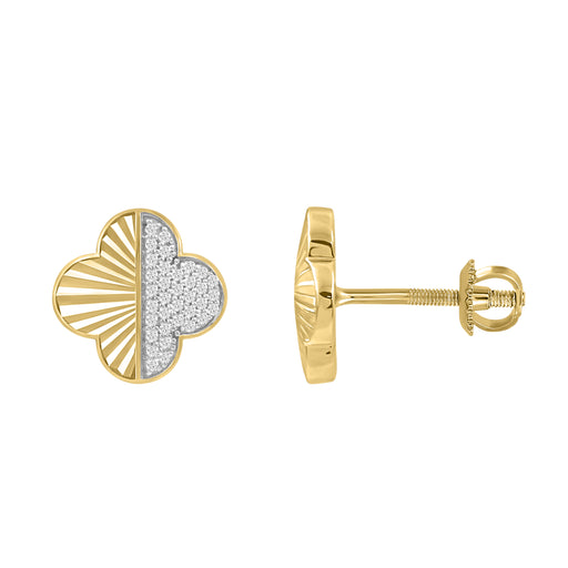 LADIES EARRINGS 0.15CT ROUND DIAMOND 10K YELLOW GOLD