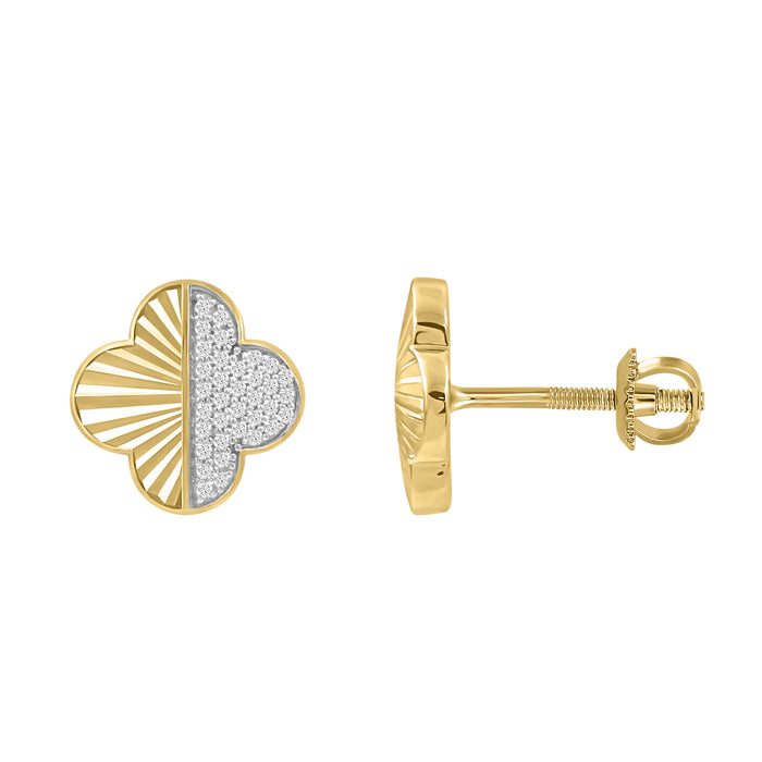 LADIES EARRINGS 0.15CT ROUND DIAMOND 10K YELLOW GOLD