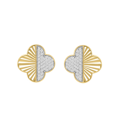 LADIES EARRINGS 0.15CT ROUND DIAMOND 10K YELLOW GOLD