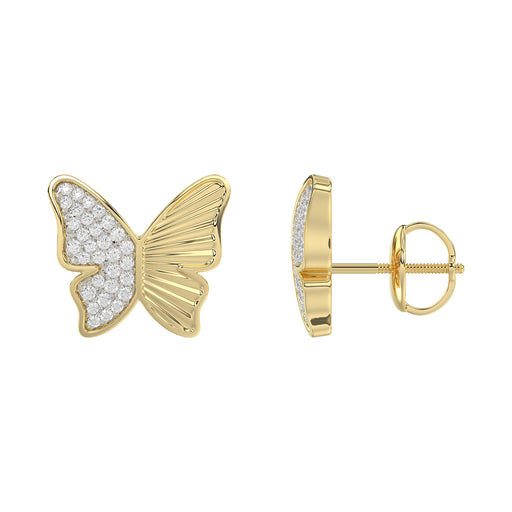 LADIES EARRINGS 0.16CT ROUND DIAMOND 10K YELLOW GOLD