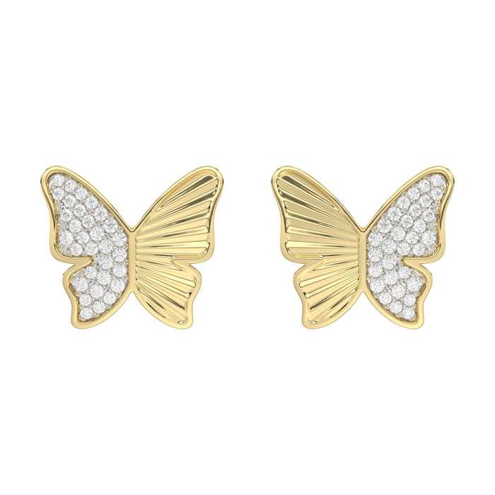 LADIES EARRINGS 0.16CT ROUND DIAMOND 10K YELLOW GOLD
