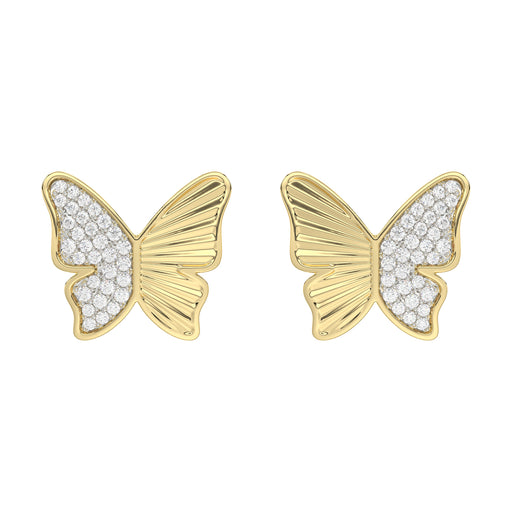 LADIES EARRINGS 0.16CT ROUND DIAMOND 10K YELLOW GOLD