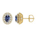 Luxury 14K Yellow Gold Earrings With Oval Sapphire And Round Diamond Accents. A Classic And Elegant 1.88Ct Fine Jewelry Design For Her.