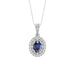 Elegant 14K White Gold Ladies Pendant Featuring Oval Sapphire And Round Diamond Accents 1.16Ct Includes Chain For A Complete Luxury Look.