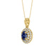 Elegant 14K Yellow Gold Ladies Pendant Featuring Oval Sapphire And Round Diamond Accents 1.16Ct Includes Chain For A Complete Luxury Look.