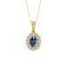 Elegant 14K Yellow Gold Ladies Pendant Featuring Oval Sapphire And Round Diamond Accents 1.16Ct Includes Chain For A Complete Luxury Look.