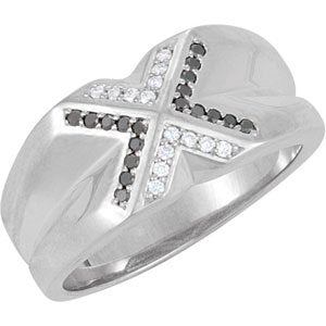 Ladies Natural Black White Diamond Ring (Opaque/I2, Black/GH) — Sterling Silver
