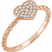 Ladies Natural Diamond Heart Rope Ring (I1, G-H) — 14K Rose Gold