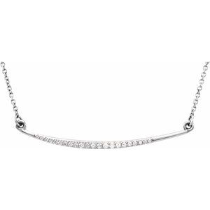 Ladies Natural Diamond Curved Bar Necklace (I1, G-H) — 14K White Gold