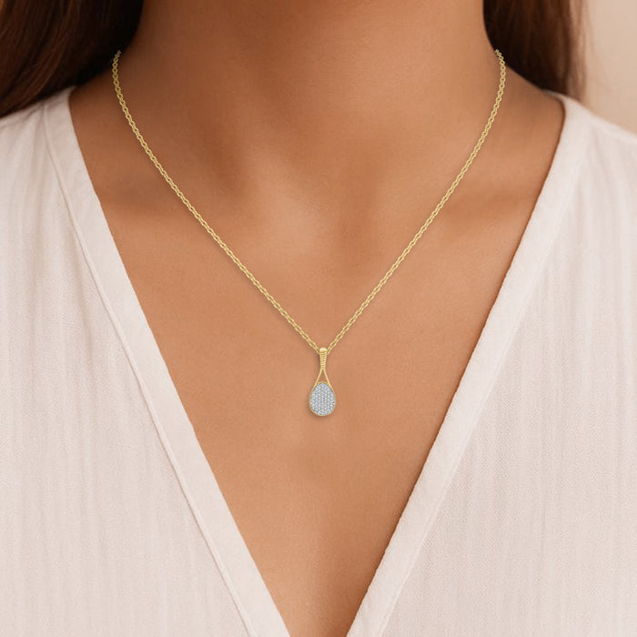 LADIES PENDANT WITH CHAIN 0.20CT ROUND DIAMOND 10K YELLOW GOLD
