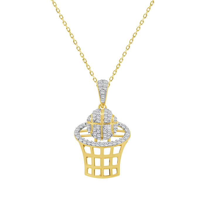 LADIES PENDANT WITH CHAIN 0.16CT ROUND DIAMOND 10K YELLOW GOLD