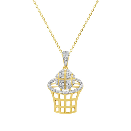 LADIES PENDANT WITH CHAIN 0.16CT ROUND DIAMOND 10K YELLOW GOLD