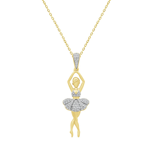 LADIES PENDANT WITH CHAIN 0.10CT ROUND DIAMOND 10K YELLOW GOLD