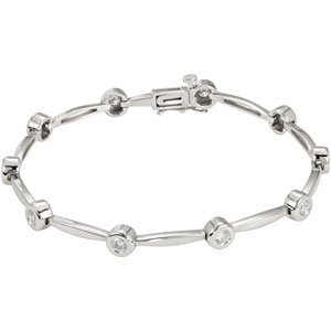 Ladies Natural Diamond Line 7 1/ Bracelet (I1, G-H) — 14K White Gold
