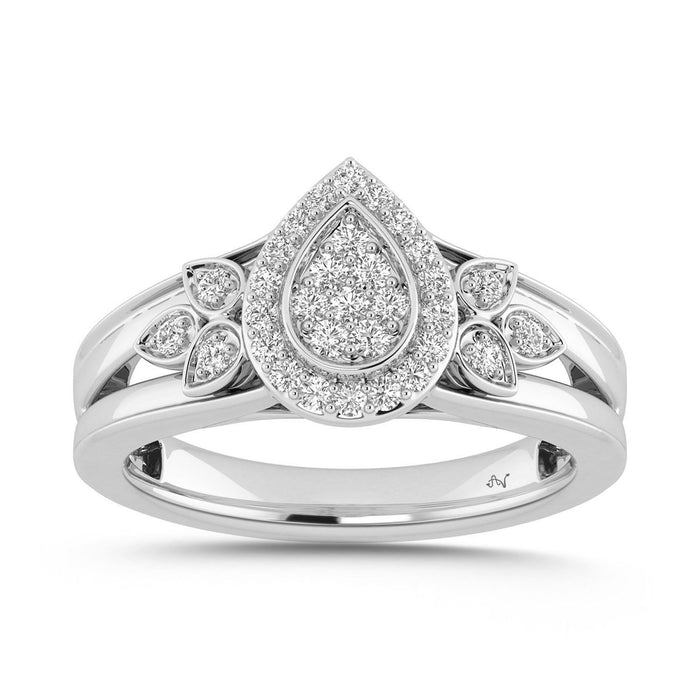 Sterling Silver Ladies 0.33CT Round Diamond Engagement Fashion Ring Elegant Bridal Jewelry