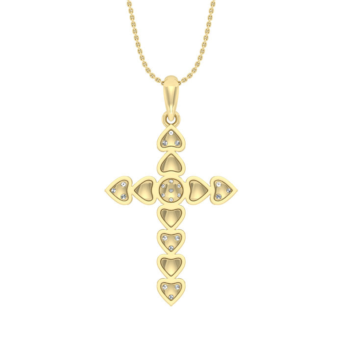 LADIES PENDANT WITH CHAIN 0.25CT ROUND DIAMOND 10K YELLOW GOLD