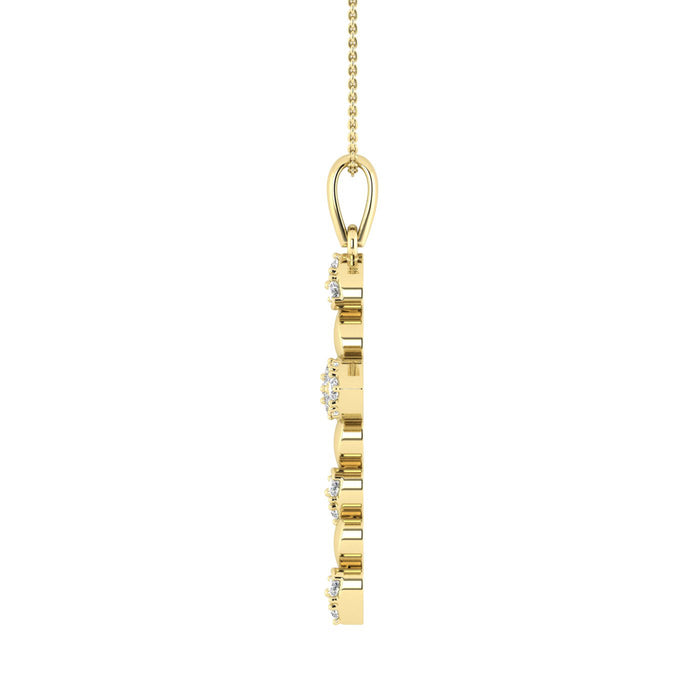 LADIES PENDANT WITH CHAIN 0.25CT ROUND DIAMOND 10K YELLOW GOLD