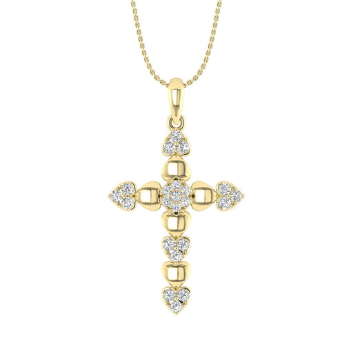 LADIES PENDANT WITH CHAIN 0.25CT ROUND DIAMOND 10K YELLOW GOLD