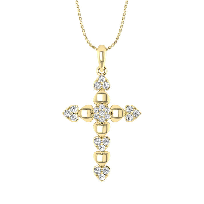 LADIES PENDANT WITH CHAIN 0.25CT ROUND DIAMOND 10K YELLOW GOLD