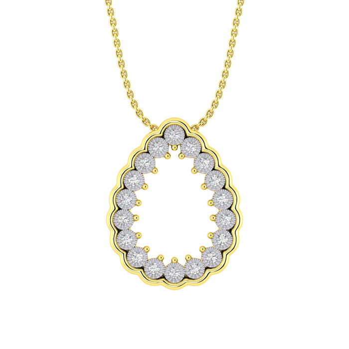 LADIES NECKLACE 0.20CT ROUND DIAMOND 10K YELLOW GOLD