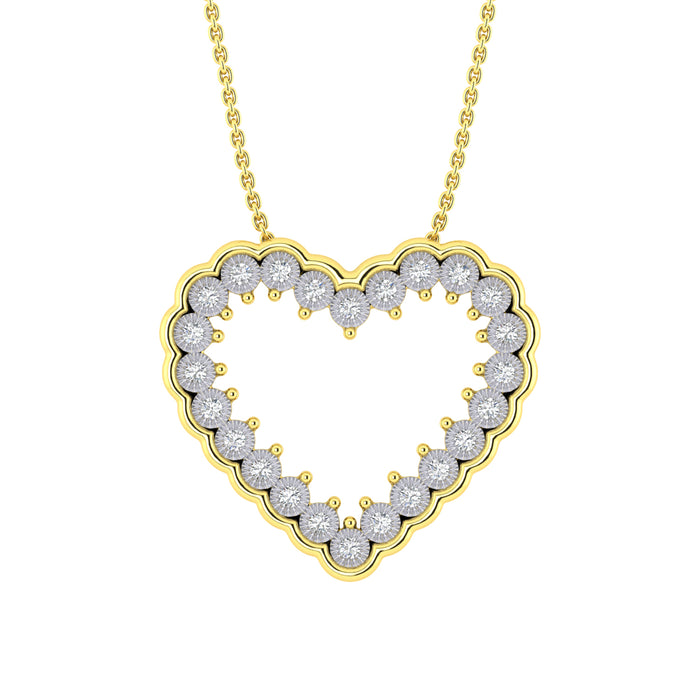LADIES NECKLACE 0.20CT ROUND DIAMOND 10K YELLOW GOLD