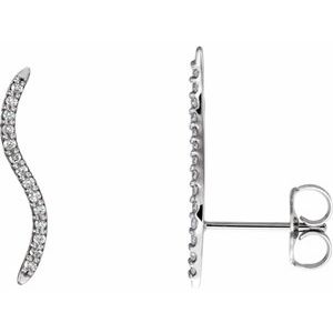Ladies Natural Diamond Ear Climbers — Platinum