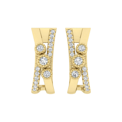 LADIES EARRINGS 0.30CT ROUND DIAMOND 10K YELLOW GOLD