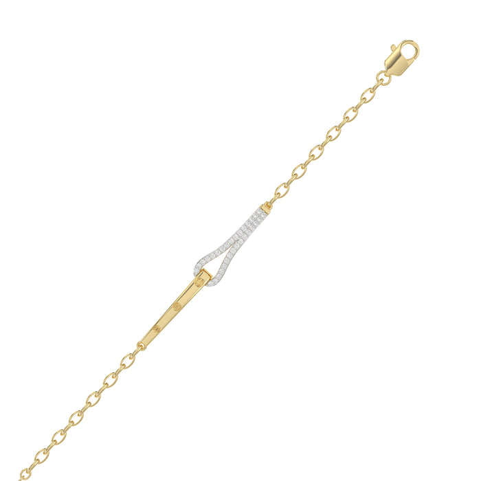 Stylish 10K Yellow Gold Diamond Bangle For Women With Sparkling 0.33 Ct Round Diamonds. A Modern And Elegant Fine Jewelry