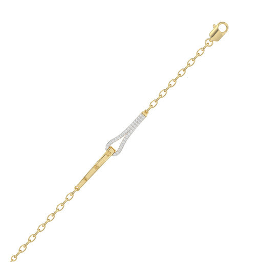 Stylish 10K Yellow Gold Diamond Bangle For Women With Sparkling 0.33 Ct Round Diamonds. A Modern And Elegant Fine Jewelry