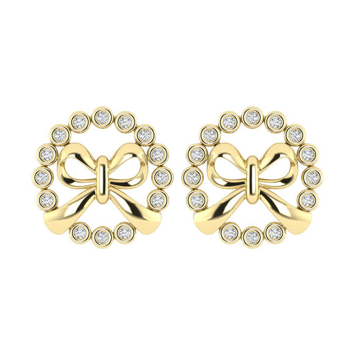 LADIES EARRINGS 0.25CT ROUND DIAMOND 10K YELLOW GOLD