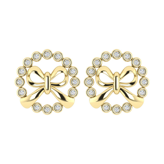 LADIES EARRINGS 0.25CT ROUND DIAMOND 10K YELLOW GOLD