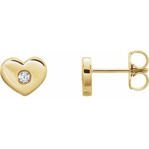 Ladies Natural Diamond Heart Earrings (I1, G-H) — 14K Yellow Gold