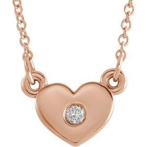 Ladies Natural Diamond Heart Necklace (I1, G-H) — 14K Rose Gold