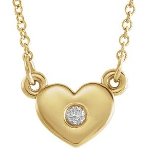 Ladies Natural Diamond Heart Necklace (I1, G-H) — 14K Yellow Gold