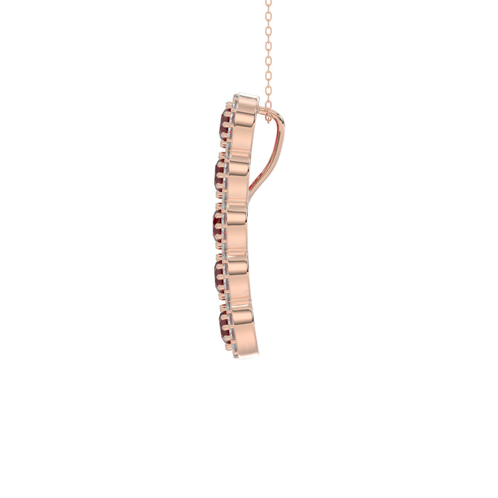 LADIES PENDANT 1.80CT ROUND/RUBY ROUND DIAMOND 14K ROSE GOLD (ROUND RUBY 1.40CT)