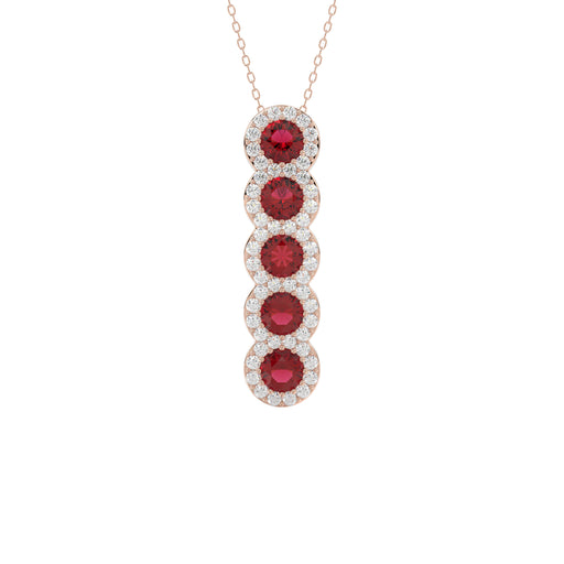 LADIES PENDANT 1.80CT ROUND/RUBY ROUND DIAMOND 14K ROSE GOLD (ROUND RUBY 1.40CT)