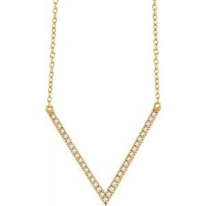 Ladies Natural Diamond V Necklace (I1, H+) — 14K Yellow Gold