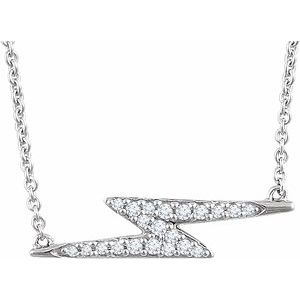 Ladies Natural Diamond Lightning Bolt Necklace (I1, H+) — 14K White Gold