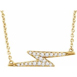 Ladies Natural Diamond Lightning Bolt Necklace (I1, H+) — 14K Yellow Gold