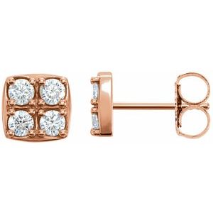 Ladies Natural Diamond Earrings — 14K Rose Gold