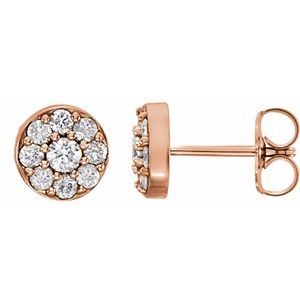 Ladies Natural Diamond Earrings — 14K Rose Gold