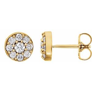 Ladies Natural Diamond Earrings — 14K Yellow Gold