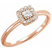 Ladies Natural Diamond Halo-Style Stackable Ring — 14K Rose Gold