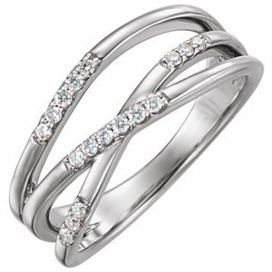 Ladies Natural Diamond Criss-Cross Ring (I1, G-H) — 14K White Gold