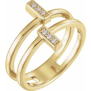 Ladies Natural Diamond Bar Ring (I1, G-H) — 14K Yellow Gold